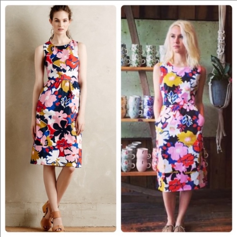 Anthropologie Whit Two Floral Open Back Midi Dress